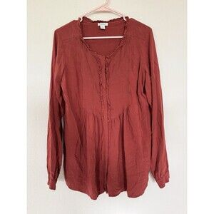 SUNDANCE  Mystic Falls Pleated Pintuck Popover Tunic Top Size M Boho Fall Shirt